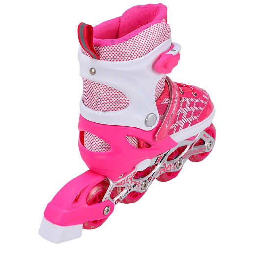 "CITY-RIDE" Комплект (ролики, защита, шлем, конусы 5 шт), переднее колесо со светом, S размер (29-33), ABEC 7, цвет розов в н/сумке в Джамбо Тойз #7