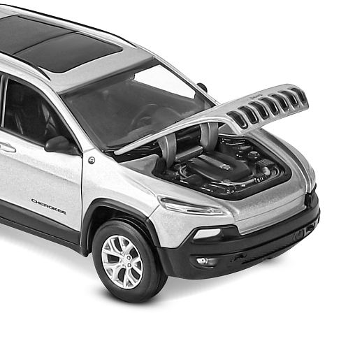 ТМ "Автопанорама" Машинка металл. 1:32 Jeep  Cherokee, серебряный, инерция, свет, звук, откр. двери и багажник, в/к 17,5*13,5*9 см в Джамбо Тойз #18