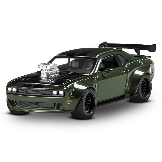 ТМ "Автопанорама" Машинка металлическая 1:36 2022 Dodge challenger SRT Jailbreak, зеленый, тюнинг, откр. двери, свободный ход колес, в/к 23,5*10*4 см в Джамбо Тойз #5