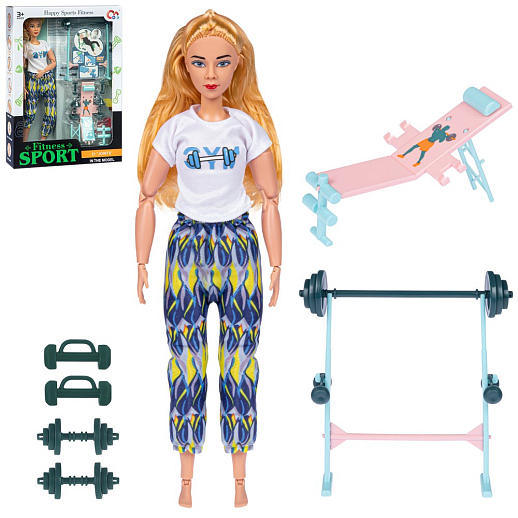 Кукла с гантелями и скамьей, в/к 23*6*31,5 см в Джамбо Тойз