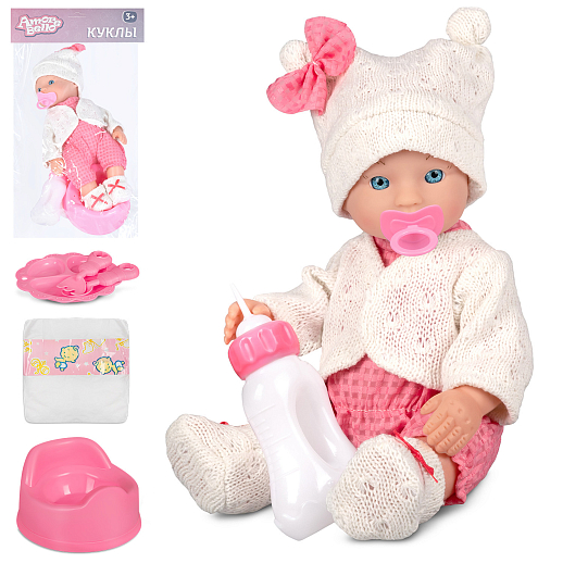 ТМ "Amore Bello" Пупс 28 см, русский язык, Шаинский, пьет и писает: бел.розовый, в/п в Джамбо Тойз