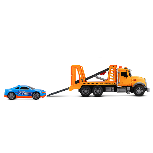 AUTODRIVE Фрикционный Автовоз с машинкой,помповый механизм,звук,свет,на бат.,в/к 41,5*14*21см в Джамбо Тойз #23