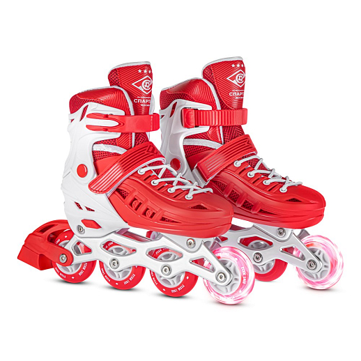 Роликовые коньки ФК Спартак, красный-белый, PU колеса, переднее колесо со светом, подшипники ABEC 7, пластиковый мысок, в/к 5сл гофорокартон в Джамбо Тойз #2
