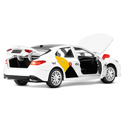 Яндекс Go машинка металлическая, 1:34 Toyota Camry, цвет белый, инерция, свет, озвучено Алисой, откр. двери, в/к 17,5*13,5*9 см в Джамбо Тойз #16