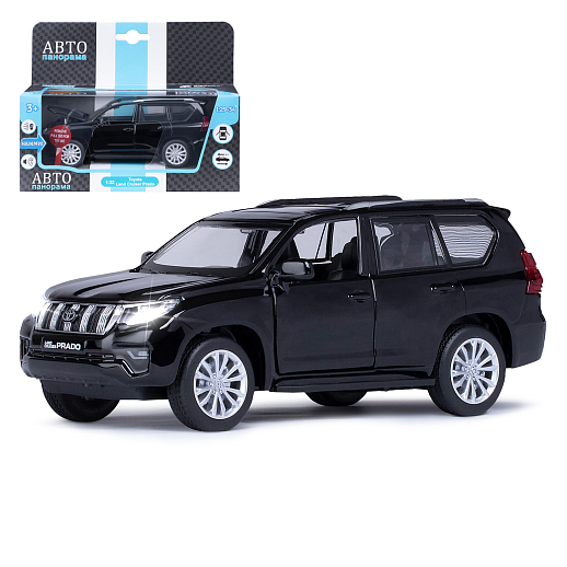 ТМ "Автопанорама" Машинка металлическая 1:32 Land Cruiser Prado, черный, свет, звук, откр. двери, капот и багажник, инерция, в/к 17,5*13,5*9 см в Джамбо Тойз