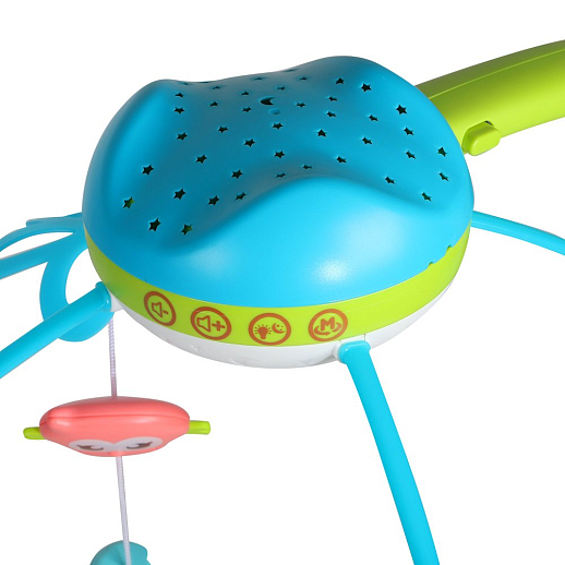 ТМ "Smart Baby" Мобиль" 500 мелодий, проектор, ночник, пульт, ярко-голубой в/к 37*28*10 см в Джамбо Тойз #4
