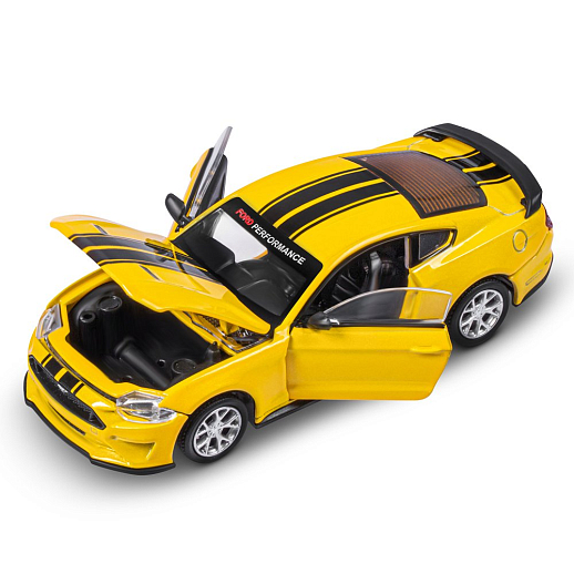 ТМ "Автопанорама" Машинка металлическая 1:43 Ford Mustang GT, желтый, тюнинг, откр. двери, свободный ход колес, в/к 23,5*10*4 см в Джамбо Тойз #4