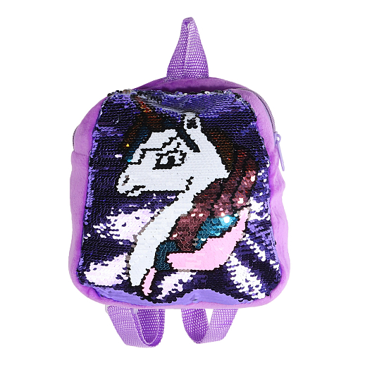 Рюкзачок детский для девочек с пайетками "Единорог",  в/п фиолетового цвета, 24*22*3 см в Джамбо Тойз #3