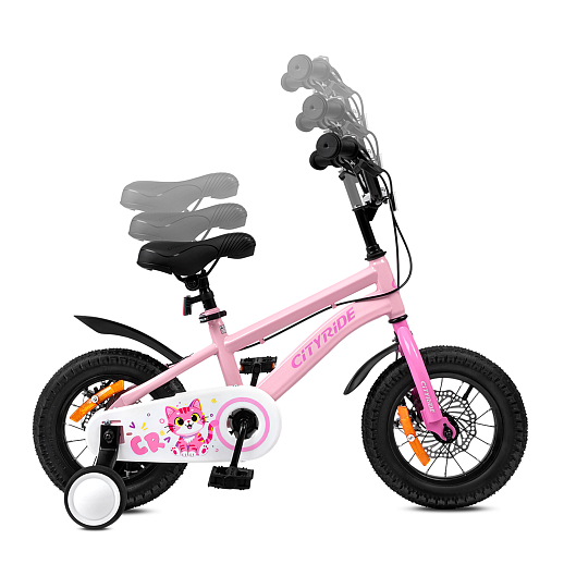 Велосипед двухколёсный CITYRIDE, модель CR-B2-07B, колеса 12", рама сталь, дисковые мех. тормоза, обода сталь, балансирные колёса, цвет розовый в Джамбо Тойз #11