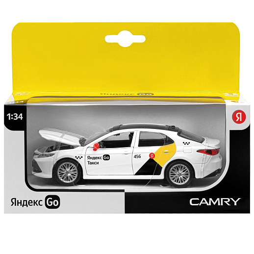 Яндекс Go машинка металлическая, 1:34 Toyota Camry, цвет белый, инерция, свет, озвучено Алисой, откр. двери, в/к 17,5*13,5*9 см в Джамбо Тойз #3