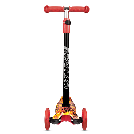 Самокат трехколесный CITY-RIDE (пакет). Руль телеск. сталь. с резин.рукояткой. Дека: PP+нейлон гидрографика, размеры 55*14 см. Колеса: 120/76(х2) PU со светом. Подшипник: Аbec-5 Максимальная нагрузка: 35кг. Возраст: от 3 лет. в Джамбо Тойз #8