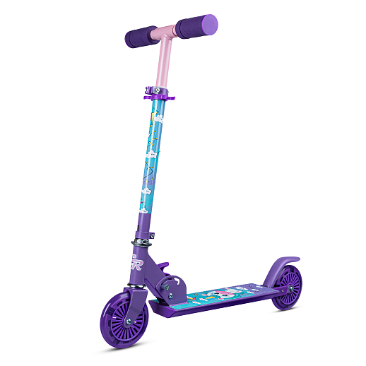 Двухкол. самокат CITYRIDE, ал. 50/50% , t-bar алюм, дека сталь, грипсы 95мм TPR, колеса PVC 120/120 мм, сиреневый с принтом в Джамбо Тойз #2