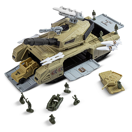 Боевая машина-гараж с транспортом, 2 машинки в комплекте, откидываются борта и люки, в/к 28,7*12,9*14,7 см в Джамбо Тойз #2