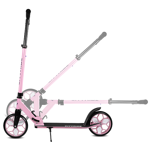 2хкол. самокат CITYRIDE 200, сталь 100%, грипсы 135мм TPR, колеса PU 200/200 мм. Сщ светом  Розовый в Джамбо Тойз #13