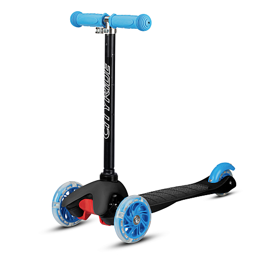 Самокат трехколесный CityRide xd4, пакет, Дека: PP+нейлон, колеса PVC 110/76 свет, руль металл телеск., цвет черный/голубой в Джамбо Тойз #3