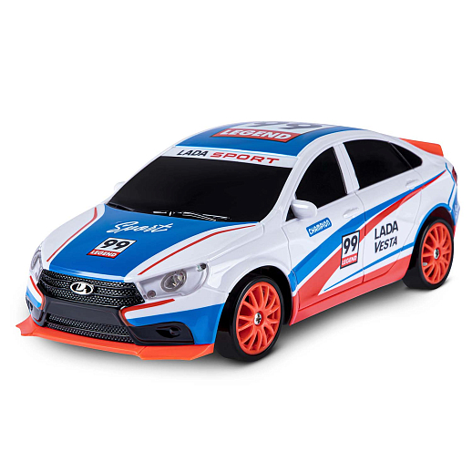 AUTODRIVE Р/У Машина для дрифта Lada Vesta,М1:24,2.4GHz,4WD,свет фар,4 доп.колеса,конусы,в компл. 2 аккум.,USB кабель,цвет триколор,в/к 24,1*10,3*23,7см в Джамбо Тойз #10