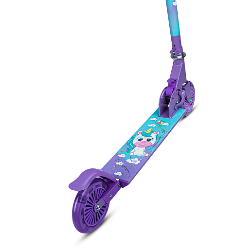 Двухкол. самокат CITYRIDE, ал. 50/50% , t-bar алюм, дека сталь, грипсы 95мм TPR, колеса PVC 120/120 мм, сиреневый с принтом в Джамбо Тойз #6