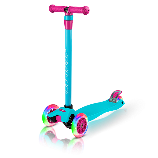 Самокат трехколесный CityRide, пакет, Дека: PP+нейлон, колеса PU 120/76 свет, руль  металл телеск., цвет светло-зеленый в Джамбо Тойз #9