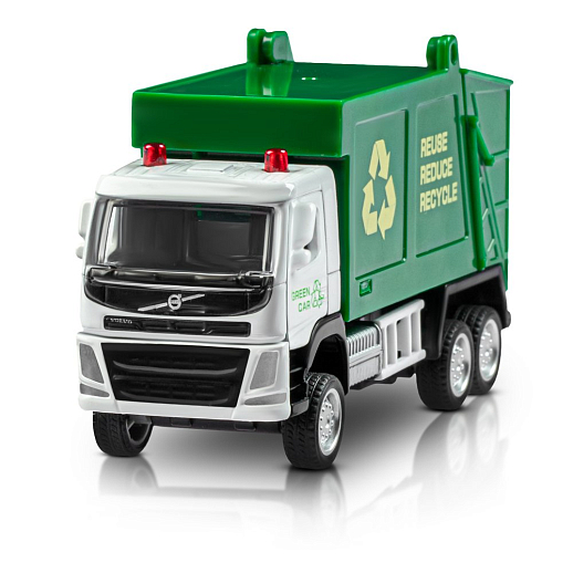 ТМ "Автопанорама" Машинка металлическая 1:72 VOLVO FM мусоровоз, белый, откр. двери, инерция, в/к 16*7,5*5 см в Джамбо Тойз #5