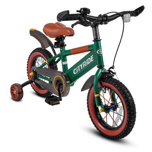Велосипед двухколёсный CITYRIDE, модель CR-B2-07F52, колеса 12", рама сталь, колеса сталь, балансирные колеса со светом, маячок в заднем крыле, цвет зеленый в Джамбо Тойз #6