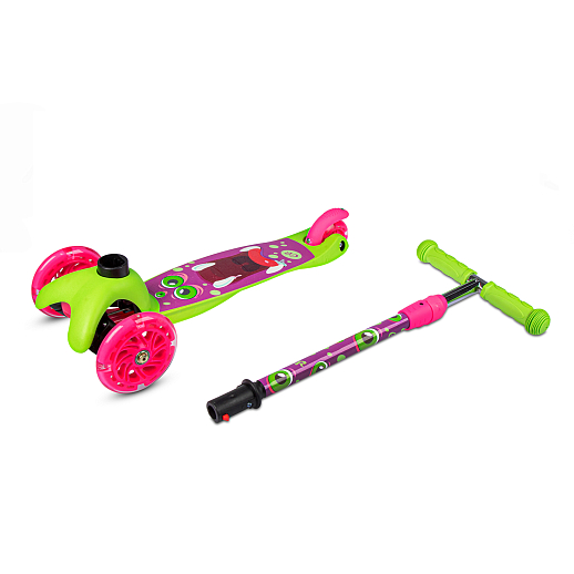 Трехколесный самокат "CITYRIDE" в/п, телескопический руль металл, колеса PU 120/76 со светодиодами, Abec-5, размер 53х23х70 см, до 35 кг, от 3 лет, зеленый в Джамбо Тойз #6