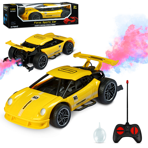 AUTODRIVE_Р/у гоночная машина с паром, М1:22, цвет желтый, в/к 24*9,8*7,5см в Джамбо Тойз