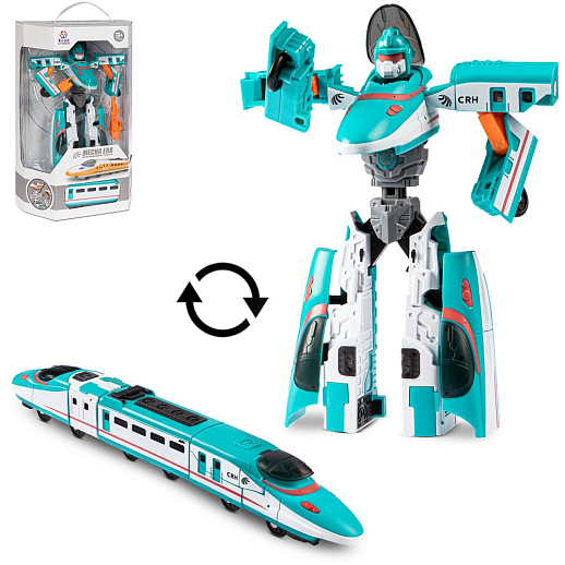 Робот-трансформер, трансформация в скоростной поезд, цвет голубой, в/к 19,6*9,8*31,2см в Джамбо Тойз