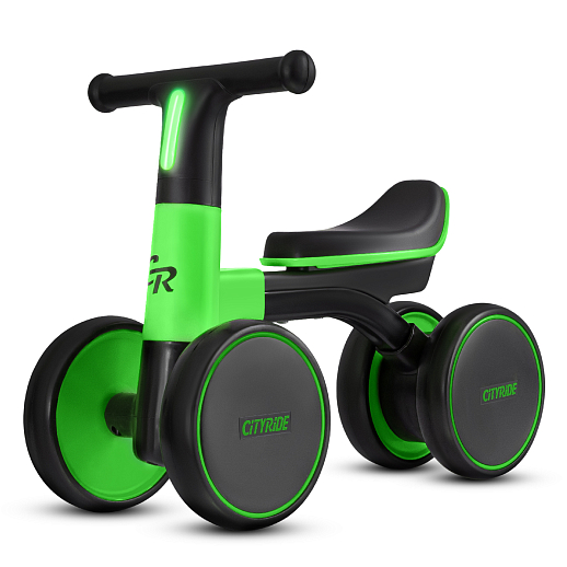 Беговел CITYRIDE, рама сталь, колеса пластик, музыка Шаинского, свет, зеленый-черный, в/к в Джамбо Тойз #9