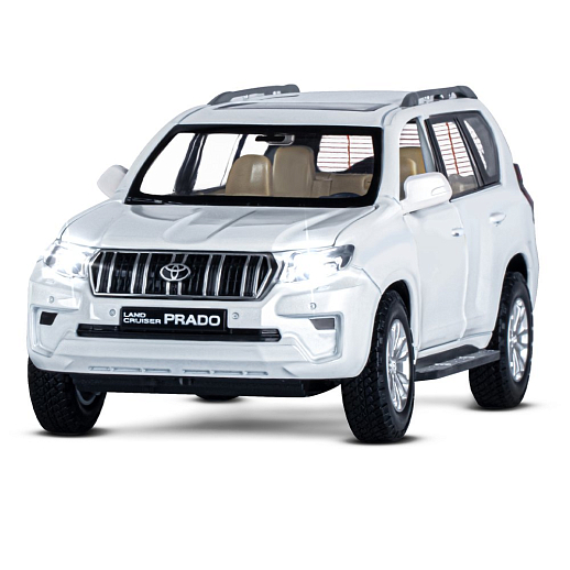 ТМ "Автопанорама" Машинка металлическая, 1:24,  Land Cruiser Prado, белый, открываются двери, капот и багажник, свободный ход колес, световые и звуковые эффекты, в/к 24,5х12,5х10,5 см в Джамбо Тойз #6