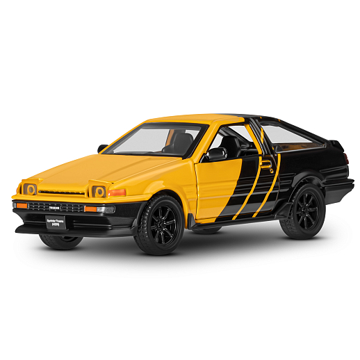 Машинка металлическая 1:37 Toyota Sprinter Trueno (AE86), желтый, тюнинг, откр. двери, свободный ход колес, в/к 23,5*10*4 см в Джамбо Тойз #3