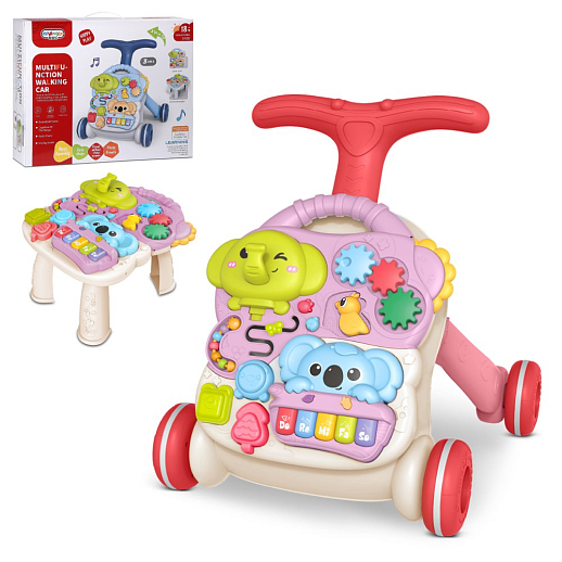 Ходунки, Игровой центр 3в1, звук, розовый, в/к 45х13,5х37 см в Джамбо Тойз