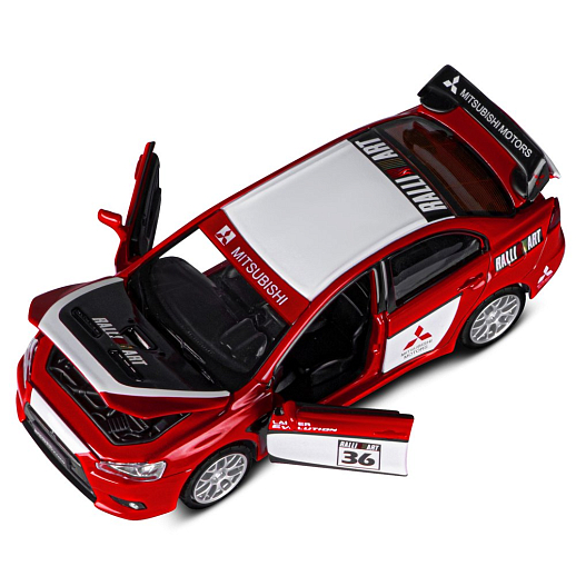 ТМ "Автопанорама" Машинка металлическая1:32 Mitsubishi Lancer Evolution, красный, откр. двери, капот и багажник, свет, звук, инерция, в/к 18*13,5*9 см в Джамбо Тойз #13
