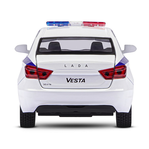 Машинка металлическая Автопанорама, инерционная, коллекционная модель LADA VESTA "Полиция" седан, масштаб 1:24, свет, звук, открываются 4 двери, капот, багажник, белый, в/к 24,5*12,5*10,5 см в Джамбо Тойз #11