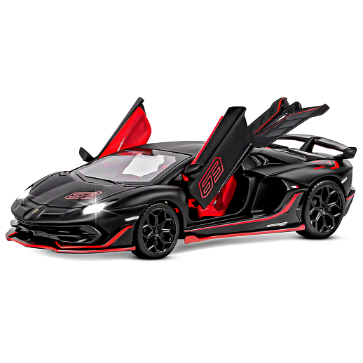 ТМ "Автопанорама" Машинка металлическая, 1:32 Lamborghini SVJ, черный матовый, откр. двери и багажник, свет, звук, инерция, в/к 17,5*12,5*6,5 см в Джамбо Тойз #5