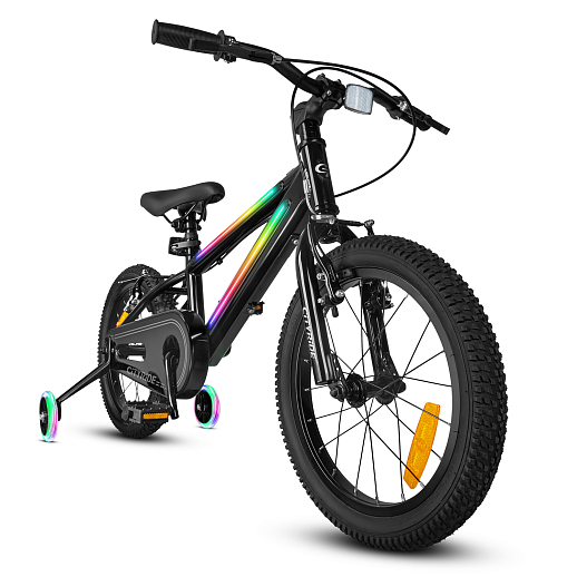 Велосипед двухколесный CITYRIDE, модель CR-B2-10FU, рама сталь, колеса алюминий 16", v-brake тормоза, встроенная в раму подсветка, балансирные колёса, цвет чёрный в Джамбо Тойз #2