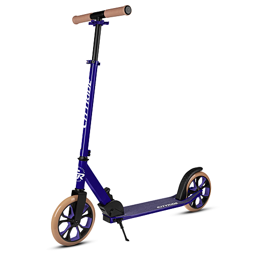 Двухколесный самокат CITYRIDE 200, ал. 50/50%, t-bar сталь, грипсы 135мм TPR, колеса PU 200/200, 86A, подножка, abec 9, сиреневый в Джамбо Тойз #2