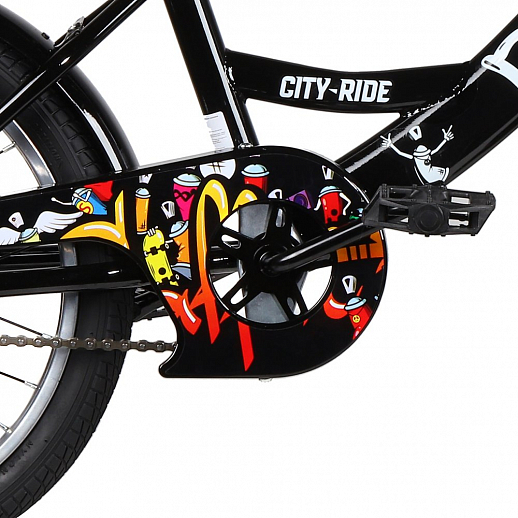 Детский велосипед City-Ride  Roadie , рама сталь , диск 18 сталь , крылья сталь, страх.колеса,  цвет Черный в Джамбо Тойз #2