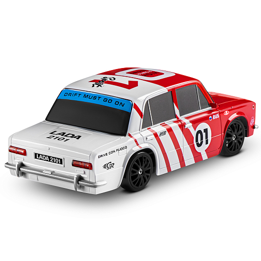 AUTODRIVE Р/У Машина для дрифта LADA 2101,М1:24,2.4GHz,4WD,свет фар,4 доп.колеса,конусы,с аккум.,цв. красный с белыми акцентами,в/к 24*10,3*23,7см в Джамбо Тойз #11