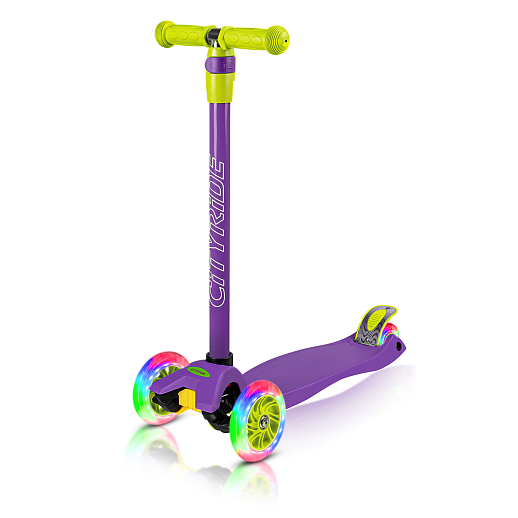Самокат трехколесный CityRide, пакет, Дека: PP+нейлон, колеса PU 120/76 свет, руль  металл телеск., цвет фиолетовый в Джамбо Тойз #9
