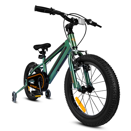 Велосипед двухколесный CITYRIDE, модель CR-B2-10FU, рама сталь, колеса алюминий 16", v-brake тормоза, встроенная в раму подсветка, балансирные колёса, цвет зеленый в Джамбо Тойз #2