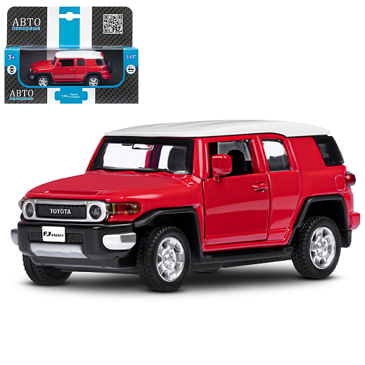 ТМ "Автопанорама" Машинка металлическая 1:43 Toyota FJ Cruiser, красный, откр. двери, инерция, в/к 17,5*12,5*6,5 см в Джамбо Тойз