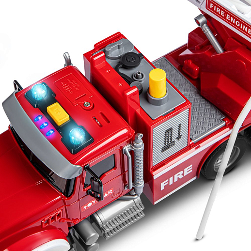 AUTODRIVE_Фрикционная Пожарная машина,помповый механизм,стреляет водой,звук,свет,на бат.,в гофрокор. 31*11*14,5см в Джамбо Тойз #15