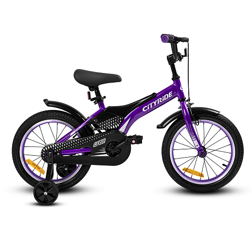 Детский велосипед "Cityride REVO", модель CR-B2-05, рама сталь, кожух цепи 100%, обода алюм. 16", втулки сталь, покрышки 2,125, страх. колеса, руль сталь. вынос сталь, задние ножные тормоза, передний клещевой, крылья пластик, отражатели пер/зад и на спицах, цвет фиолетовый в Джамбо Тойз #10