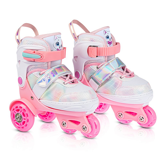 Набор роликов-квадов CITYRIDE, с принтом кошки, шлем, комплект защиты, сумка, колёса PU, текстильный мысок, подшипники ABEC7, розовый-белый, в/к 5сл гофорокартон в Джамбо Тойз #2