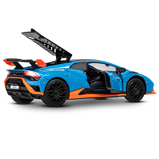 ТМ "Автопанорама" Машинка металлическая, 1:32 Lamborghini STO, голубой, принт, откр. двери и багажник, свет, звук, инерция, в/к 17,5*12,5*6,5 см в Джамбо Тойз #19