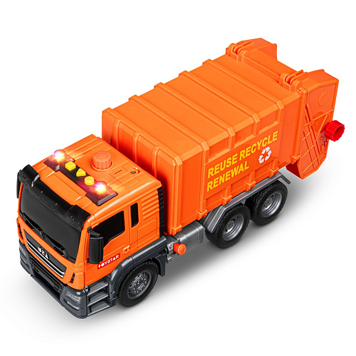 AUTODRIVE_Фрикционный Мусоровоз,помповый механизм, 3 контейнера в компл., звук,свет,на бат.,в гофрокор. 33*12,5*18,5см в Джамбо Тойз #15