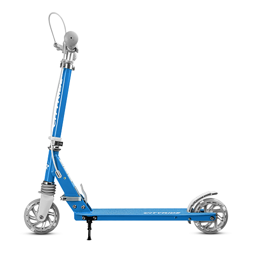 Двухколесный самокат CITY-RIDE 120, ал. 100%. Аморт. передний. Колеса PU 120/120 мм. Подшипники: Abec-9. Грипсы: резина. Хомуты анод, замок на руле. Ручной задний тормоз.Голубой. в Джамбо Тойз #6