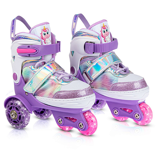 Набор роликов-квадов CITYRIDE, с принтом кошки, шлем, комплект защиты, сумка, колёса PU, текстильный мысок, подшипники ABEC7, фиолетовый-белый, в/к 5сл гофорокартон в Джамбо Тойз #2