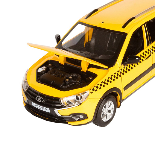 Машинка металлическая Автопанорама, инерционная, коллекционная модель LADA GRANTA CROSS "ТАКСИ", масштаб 1:24, свет, звук, открываются 4 двери, капот, багажник, желтый, в/к 24,5*12,5*10,5 см в Джамбо Тойз #10