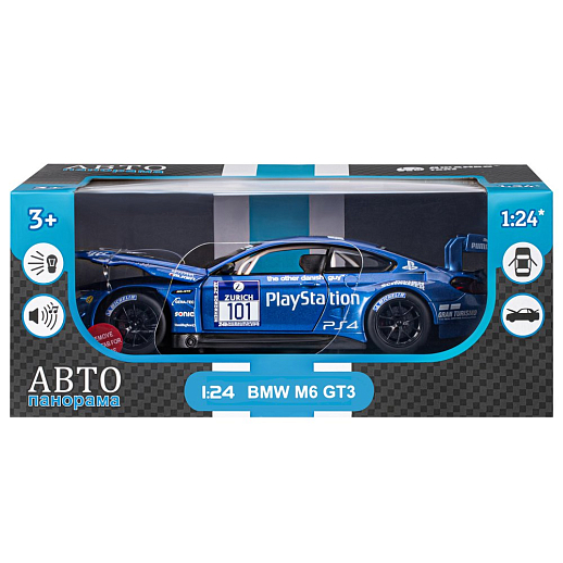 ТМ "Автопанорама" Машинка металлическая, 1:24, BMW M6 GT3, синий, откр. двери и капот, свет, звук, свободный ход колес, в/к 24,5 х 12,5 х 10,5 см в Джамбо Тойз #20